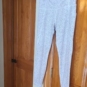 Athleta White Speckled Leggings Size MP